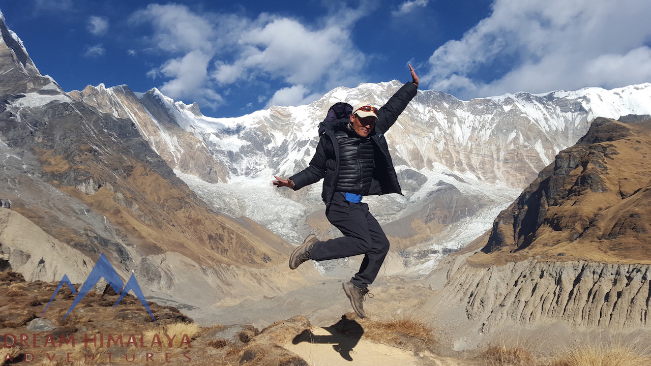 Expressing joy - Annapurna Base Camp Trek